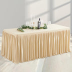 Dark Champagne Polyester Table Clothes for 8 Foot Rectangle Tables, Wrinkle Free Fitted Table Cover 8ft Stretch Tablecloths with Skirt for Parties Weddings Birthday Banquet Baby Shower by PartyTalk