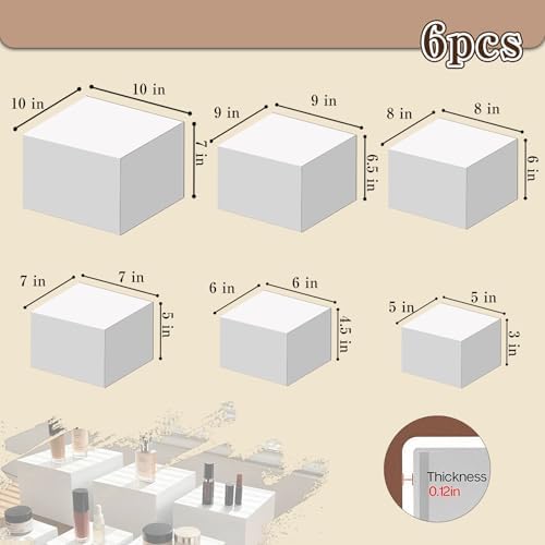 6PCS Black Acrylic Buffet Display Risers 5in to 10in - Image 2