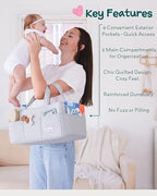Lily Miles Baby Diaper Caddy Organizer, Nursery Storage Tote for Newborn Essentials and Diaper Change Station, Gift for Baby Shower and Registry Must-Have (Heather Gray) - Image 6