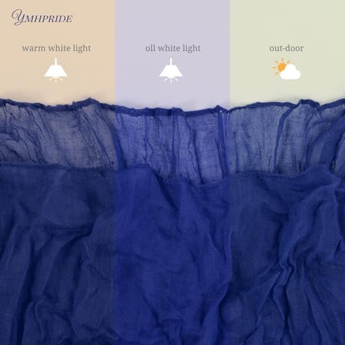 YMHPRIDE 12 Pack Cheesecloth Table Runner 35x120in Royal Blue Table Runner - Image 5