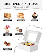 COTOPHER 30Pcs Cookie Boxes with Ribbons, 9x6x3 Inch White Bakery Boxes - Image 5