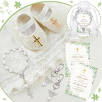 Hicarer 30 Set Baptism Favors Set Includes Angel Keychains Mini Rosary Cross Beads Favors Baptism Organza Bags with Cross Psalm Cards for Baby Shower Christian Party Supplies(White) - Image 6