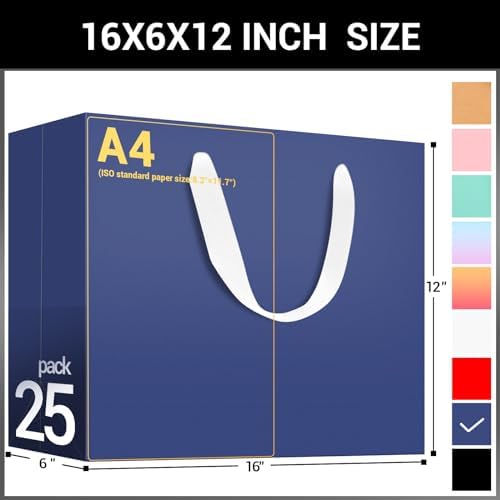 EUSOAR Blue Paper Bags, 25 Pack 16x6x12 inches Heavy Duty Paper Shopping Bags with Handles, Party Favor Paper Bags, Merchandise Retail Wrapping Bags for Business, Craft Grocery, Boutique, Wedding - Image 2