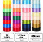NESCCI 800 Yards Ribbon,1-1/2 Inch Satin Ribbon,32 Colors - Image 2