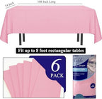 [6 Pack] Pink Paper Tablecloth Disposable for Rectangle Tables, 54 X 108 Inch Party Table Cover with Plastic Backing, Waterproof 3 Ply Table Cloth for Wedding Valentine's Day Parties - Image 3