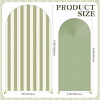 Sage Green 2 Set Striped & Solid Ripple Arch Backdrop Cover - Image 2