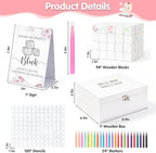 224 Pcs Baby Shower Blocks to Decorate Kit With 98 White Wooden Blocks, White Wooden Box, 24 Markers, 100 Pattern Templates, Sign, Complete Baby Shower Activity Kit for Gender Reveal Party Decorations - Image 2