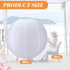 Glooglitter 5 Pcs 20 Inch White Paper Lanterns Large Round Party - Image 2