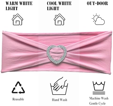 Pink Chair Sashes 100 Pack Spandex Pink Sashes for Chairs Stretch Chair Sashes Clearance with Heart Buckle Slider for Wedding Banquet Party Decorations - Image 4