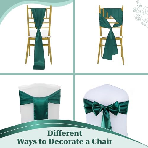 MDS® Pack of 25 Satin Chair Sashes for Wedding & Events – Hunter Green - Image 4
