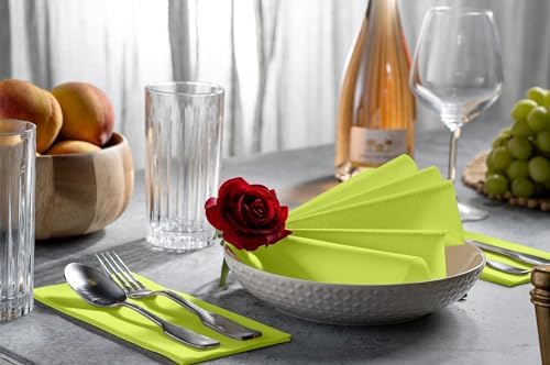 Linen-Feel Kiwi Paper Napkins - Decortive Cloth-Like Disposable Dinner Napkins - Soft And Absorbent Napkins for Thanksgiving, Party, Wedding, Bathroom Or Any Occasion. (Pack of 100) - Image 2
