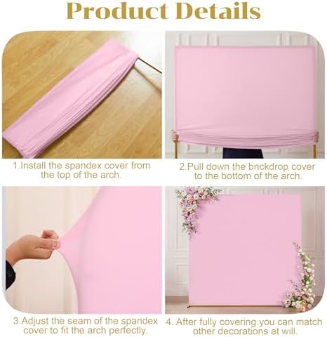 Besutolife Square Arch Backdrop Cover, 8×8 FT Spandex Arch Covers Stretchy Fitted Balloon Arch Stand Cover for Wedding, Birthday Party, Baby Shower, Photo Booth, Graduation Ceremony, Pink - Image 6