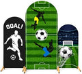 Cinrobiye 3Pcs Soccer Arch Backdrop Cover Set, 4ft 5ft 6ft Spandex Soccer Photo Booth Props, Sports Birthday Party Decorations, Goal Party Background Stand Cover for Game Day Indoor Outdoor Decor by Cinrobiye