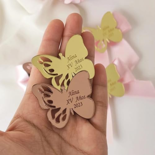 Custom Butterfly Baptism Favors, Mirror Acrylic Baptism Tag, Personalized Christening Thank You Gifts For Guests, First Holy Communion Favors, Baby Shower Keepsake(80pcs) - Image 4