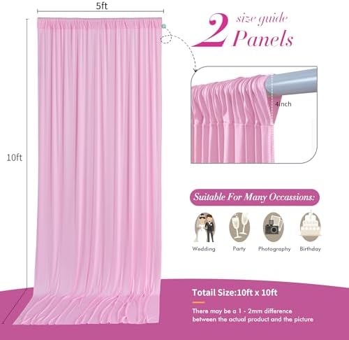 10 ft x 10 ft Pink Backdrop Curtains for Parties, Wrinkle Free Baby Pink Photography Backdrop Drapes for Wedding Grils Birthday Baby Shower Bridal Shower Party - Image 4