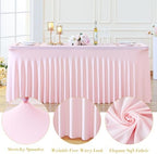 gogoparti 4 Pack Spandex Pink Fitted Table Cloth for 8ft Rectangle Tables Pink Stretch Tablecloth Table Covers Skirt Banquet Tablecloths Wrinkle Free Tablecloth for Parties Wedding - Image 6