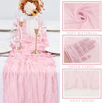 Light Pink 12 Pcs Cheesecloth Table Runner 10FT Runner for Tables Gauze Fabric 35 x 120 Inches Long Boho Table Runner Decoration Rustic Sheer Runner for Wedding Birthday Baby Shower Party (Light Pink) - Image 2