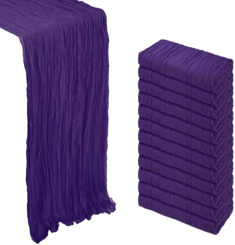 12 Pack 23 x 120 Inch Dark Purple Table Runner 10Ft Cheesecloth by Heneger