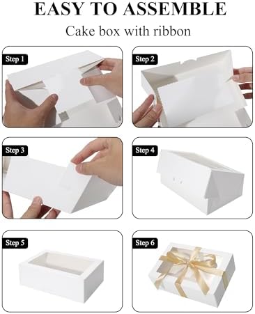 COTOPHER 30Pcs Cookie Boxes with Ribbons, 9x6x3 Inch White Bakery Boxes - Image 6