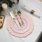 350PCS Pink Plastic Plates, Plastic Dinnerware Sets for 50 Guests - Image 5