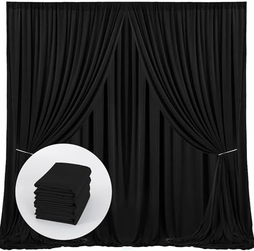 Black Backdrop Curtain for Party Wedding Ceremony, 4 Panels, 5ft x 10ft by MYSKYHOME