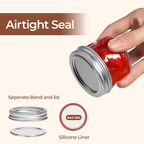 ComSaf 4 oz Mason Jars Bulk Set, 24 Pack Regular Mouth Jars with Lids - Image 3