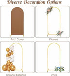 7.2FT, 6FT Wedding Arch Stand and Matching Brown Spandex Fitted Arch Backdrop Cover Set, Round Top Chiara Backdrop Stands and Covers for Birthday Party Baby Shower Banquet Arch Decor (Brown) - Image 5