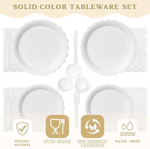 Vyntra 350 Pcs White Paper Plates and Napkins Party Supplies - Image 3