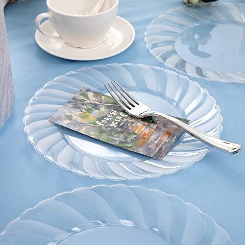 U-QE 60 Pieces Clear Plastic Plates - 10.25 Inch Clear Disposable Plates - Image 5