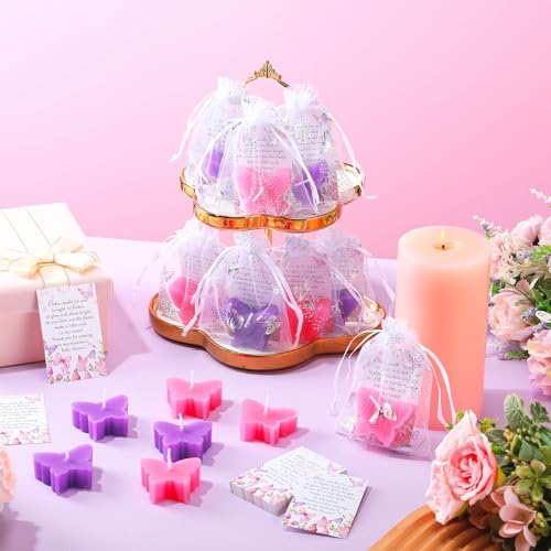 MTLEE 50 Sets Butterfly Candle Baby Shower Favors for Guests, Pink,Purple - Image 5