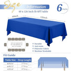 Showgeous 60x126 Inch Royal Blue Rectangle Tablecloth 6 Pack Fit 7FT Table - Image 2