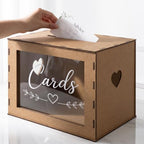 Large Wooden Wedding Card Box for Grad Party Reception Table with 50 Cards by Lumncomfor