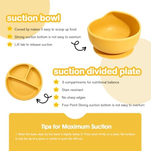 Silicone Baby Feeding Utensils Set for 6+ Months, 17 Pcs, Yellow - Image 6