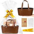 Wonderjune Empty Baskets for Gift Thanksgiving Leather Gift Bags, Brown by Wonderjune