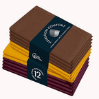 Multi Color Cloth Napkins 18"x18" - Set of 12-100% Cotton, Washable, Reusable - Perfect Hotel Quality Napkin for Table, Dinner, Weddings, Everyday Dining - Yellow, Brown, Burgundy by HEIRLOOMCOMFORT