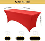 6-Pack 6ft Red Spandex Table Covers for Rectangle Standard Folding Tables - Wrinkle Resistant Stretch Tablecloths - Ultimate Fitted Table Protector for Parties, Trade Shows, Wedding - Image 4
