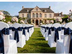 Navy Blue Chair Sashes 50 Pack Universal Satin Ribbon Knots Navy Blue Chair Bows for Party Wedding Reception Ceremony Baby Shower Banquet Decor - Image 3