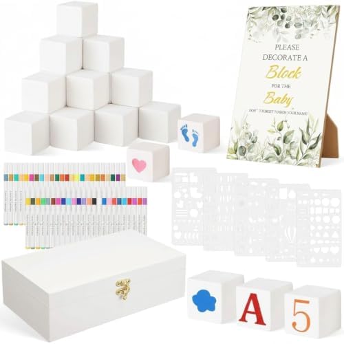 Baby Shower Game 119 Pcs Craft Decorating Set with Cubes Markers by CONGARTENO