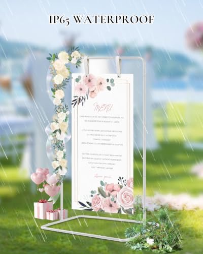 Wedding Welcome Sign Stand, Welcome to our Wedding Sign Holder, Elegan White Easel Stand for Sign Poster With 39 Premium Templates & Leather Sign Hanging Straps,Easel Sign Stand for Wedding Decor - Image 6