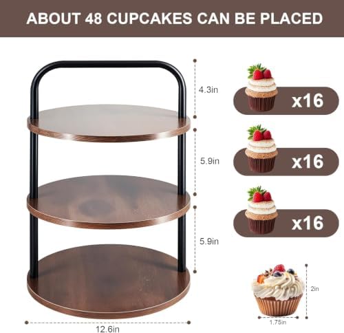Wooden Cupcake Stand 2 Pack, Large Cupcake Tower Stand for 50 Cupcakes, 3 Tiered Wooden Serving Trays Stand, Soporte para Cupcakes, Dessert Table Display - Image 2