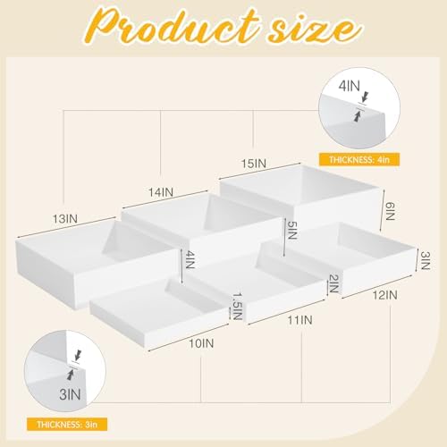 Geelin 6 Pcs Acrylic Risers Cube Stands, White, 10 to 15 Inch, Square - Image 4