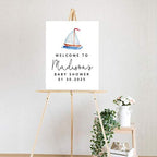 Andaz Press Personalized Large Canvas Baby Shower Welcome Sign, 16 x 20 Inches, Watercolor Sail Boat, Guestbook Alternative, Custom Baby Shower Sign, for Nautical Baby Shower, Baby Sprinkle Theme - Image 2
