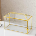 Glass Wedding Card Box with Slot, 12.6 inch Large Clear Card Box Gold Brass Gift Card Storage Box with Lock for Wedding Receptions, Baby Shower, Birthday Party, Bridal Shower - Image 5