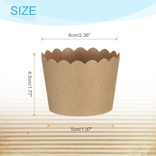HARFINGTON 50Pcs Paper Baking Cups Small Brown Kraft Paper Muffins Liner Cupcake Greaseproof Disposable Bulk Wrappers for Wedding Birthday Graduation (Pack of 3) - Image 2