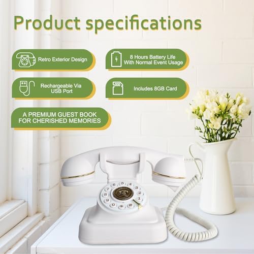 ROOMEDAL Audio Guest Book Wedding Phone- Record Customized Audio Messages with GuestBook – A Personal and Convenient Way to Preserve Your Special Occasions - Image 3