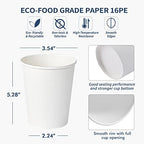 Turbo Bee Disposable Paper Coffee Cups 16oz, 210 Pack White Paper Cups,Disposable Hot Drinking Cups - Image 3