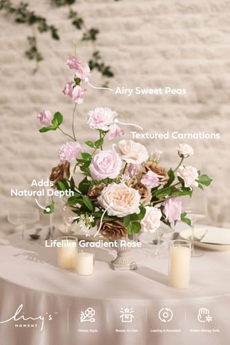 Ling's moment Fake Flowers Box, Powder Pink & Sand Beige Deluxe Combo - Image 2