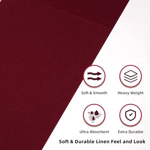KAMMAK Burgundy Napkins Disposbale Wine Red Cloth like Paper Dinner Napkins with Pocket 100 Pack Guest Hand Towel for Party Decoration, Wedding Reception, Bathroon, Restaurant (16.5 x 16.5 inch) - Image 6