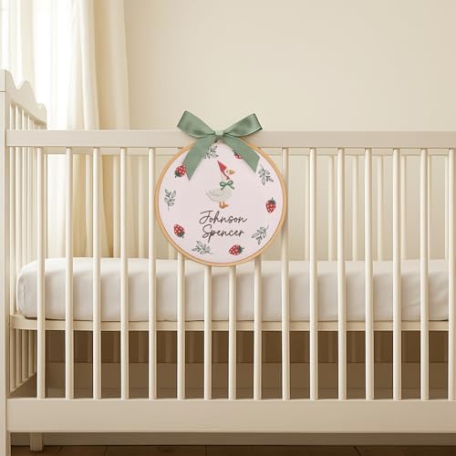 Embroidery Baby Name Sign, Personalized Welcome Baby Hoop Sign with Bow, Custom Baby Name Sign for Hospital, Infant Baby Shower Gifts New Parents (05) - Image 6