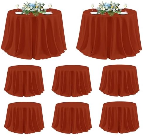 sancua Thanksgiving Round Tablecloth 120 Inch, 8 Pack Burnt Orange Rust by sancua